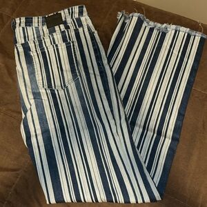 L&B blue and white striped bell bottom jeans